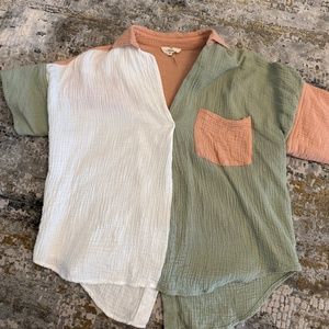 color block shirt, good cover up for swimsuit!